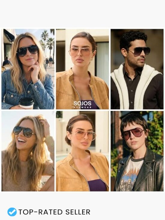 Retro Oversized Aviator Sunglasses Square Vintage Trendy Unisex main image 7
